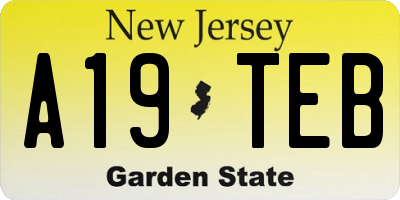 NJ license plate A19TEB