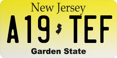 NJ license plate A19TEF