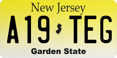 NJ license plate A19TEG