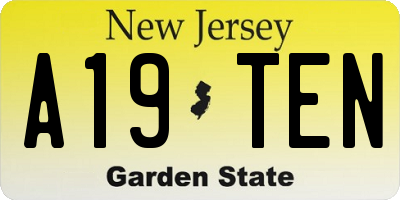 NJ license plate A19TEN