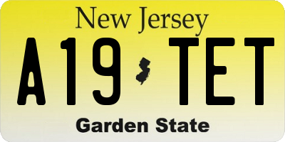 NJ license plate A19TET