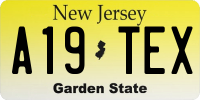 NJ license plate A19TEX