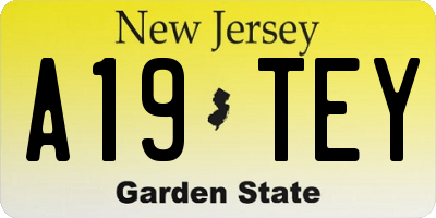 NJ license plate A19TEY