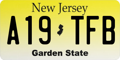 NJ license plate A19TFB