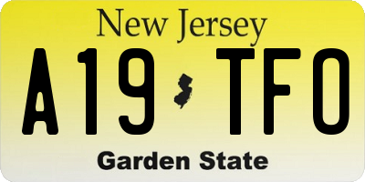 NJ license plate A19TFO