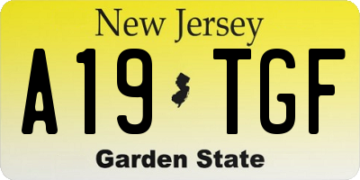 NJ license plate A19TGF