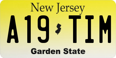 NJ license plate A19TIM