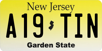 NJ license plate A19TIN