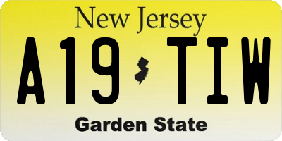 NJ license plate A19TIW