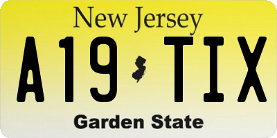 NJ license plate A19TIX