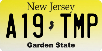 NJ license plate A19TMP