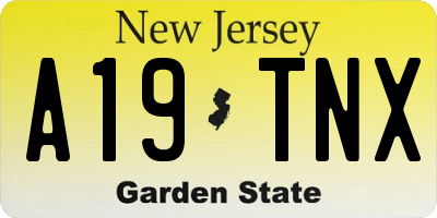 NJ license plate A19TNX