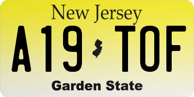 NJ license plate A19TOF