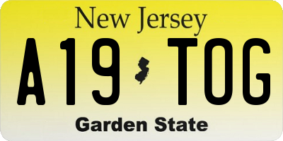 NJ license plate A19TOG
