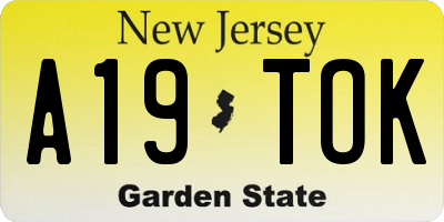 NJ license plate A19TOK