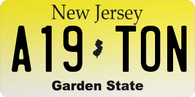 NJ license plate A19TON