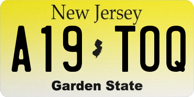 NJ license plate A19TOQ
