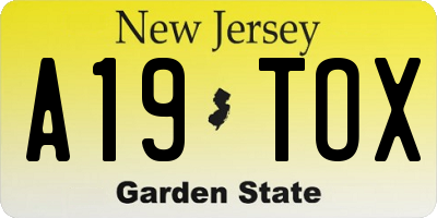 NJ license plate A19TOX