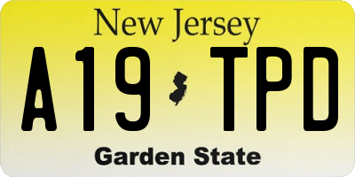 NJ license plate A19TPD
