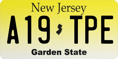 NJ license plate A19TPE