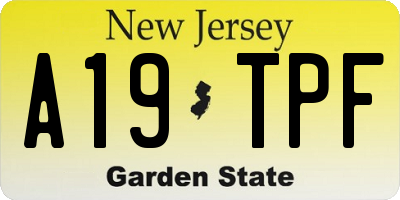 NJ license plate A19TPF