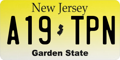 NJ license plate A19TPN