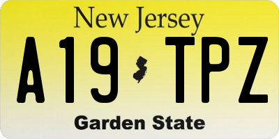 NJ license plate A19TPZ