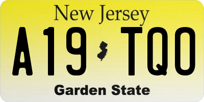 NJ license plate A19TQO