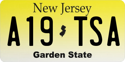 NJ license plate A19TSA