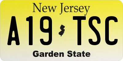 NJ license plate A19TSC