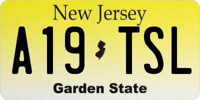 NJ license plate A19TSL