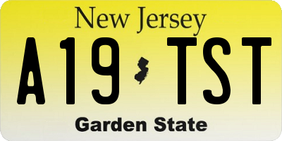 NJ license plate A19TST