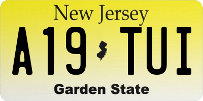NJ license plate A19TUI