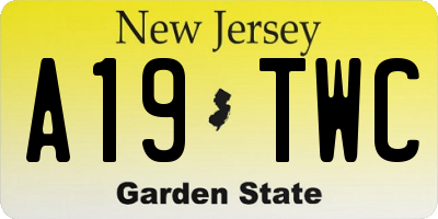 NJ license plate A19TWC
