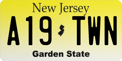 NJ license plate A19TWN