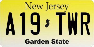 NJ license plate A19TWR