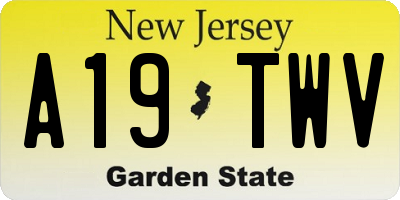 NJ license plate A19TWV
