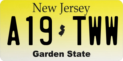 NJ license plate A19TWW