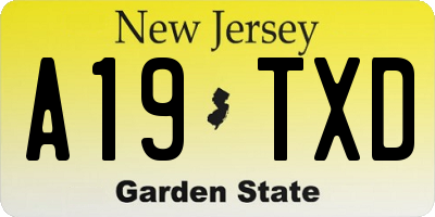 NJ license plate A19TXD