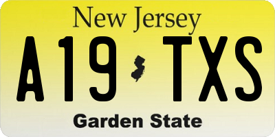 NJ license plate A19TXS