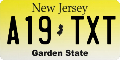 NJ license plate A19TXT