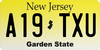 NJ license plate A19TXU