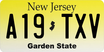 NJ license plate A19TXV