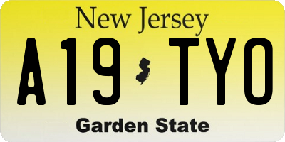 NJ license plate A19TYO