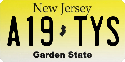 NJ license plate A19TYS