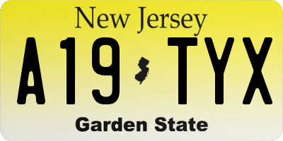 NJ license plate A19TYX