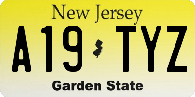 NJ license plate A19TYZ