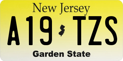 NJ license plate A19TZS