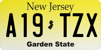 NJ license plate A19TZX