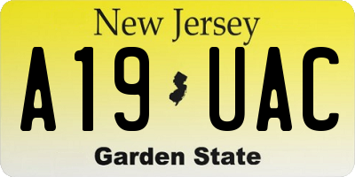 NJ license plate A19UAC